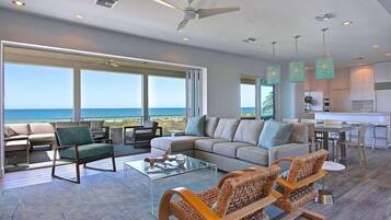 Luxury House, 6 Bedrooms, Beach View, Beachfront | Living room | Flat-screen TV, Netflix, DVD player