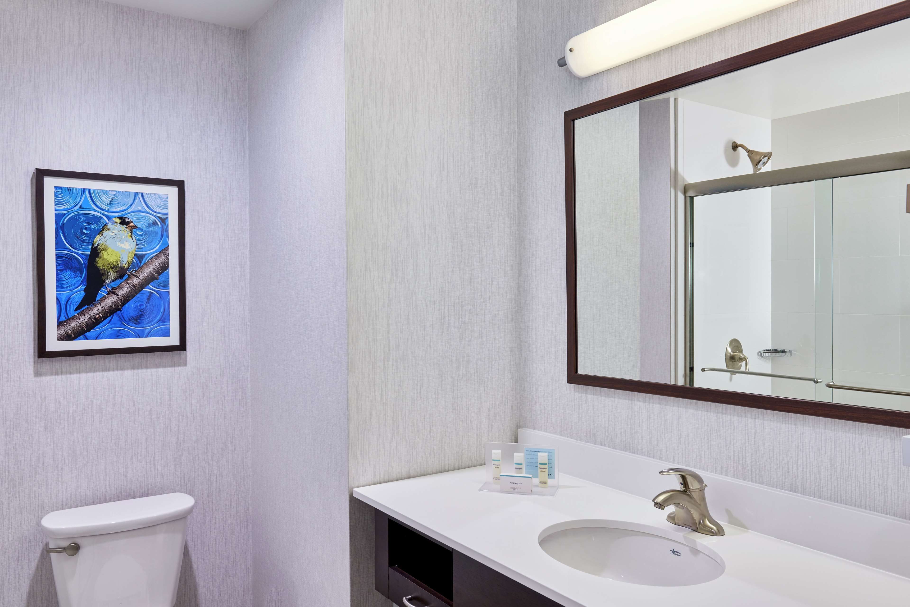 desk, laptop workspace, blackout curtains, iron/ironing board