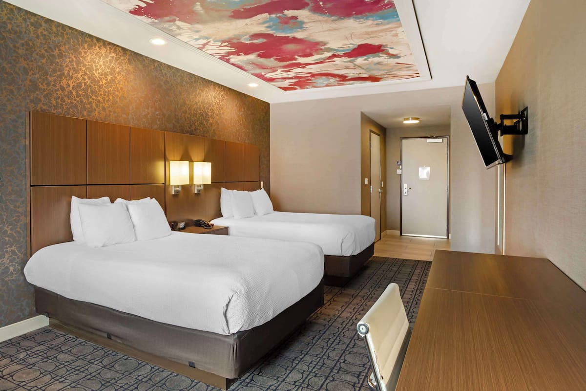 Pillowtop beds, desk, blackout drapes, soundproofing