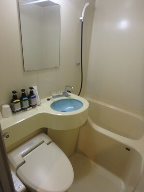 Combined shower/bathtub, free toiletries, hair dryer, slippers - Hotel New Park (Tokyo)