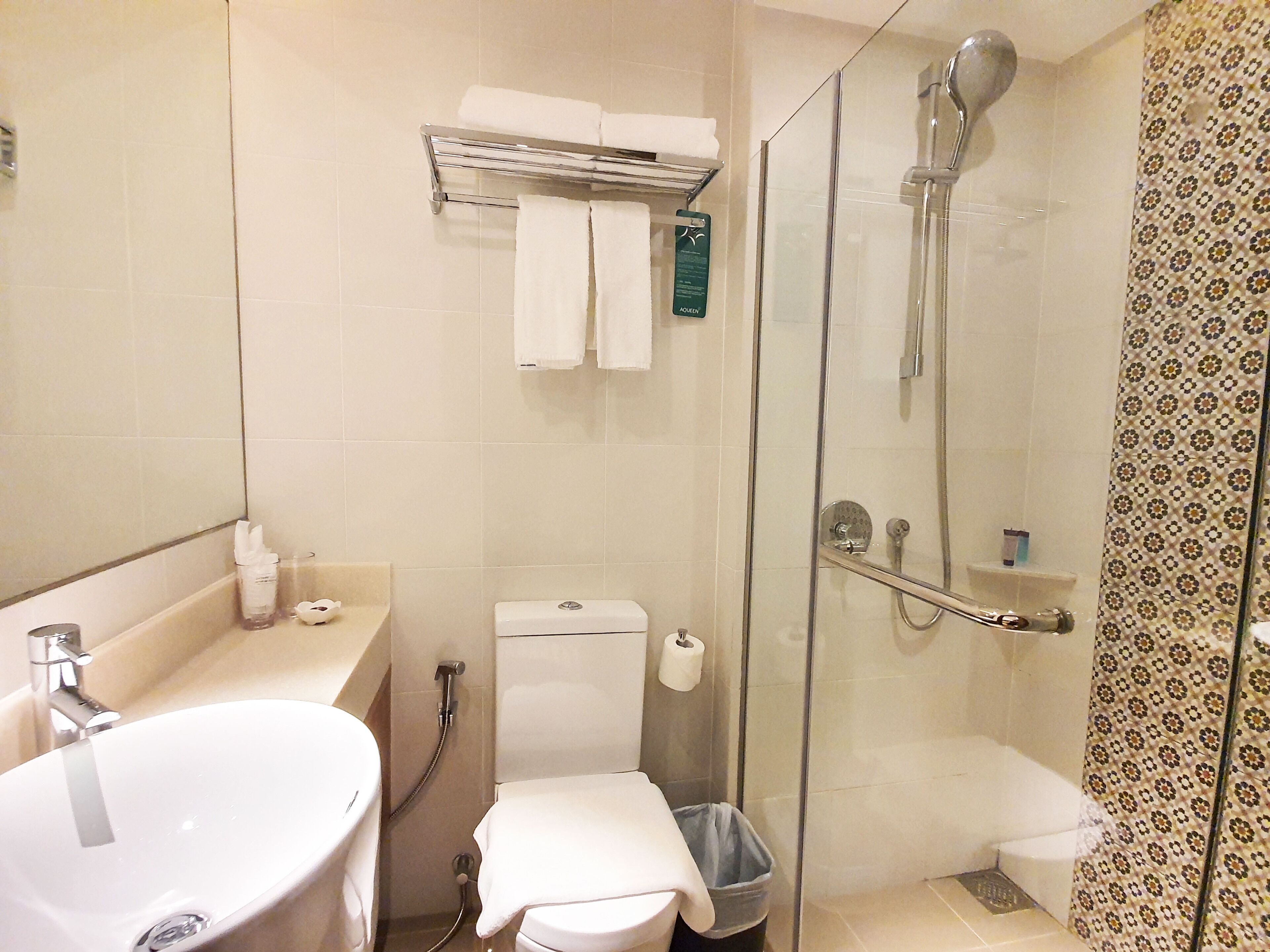 cozy room | bathroom | shower, free toiletries, hair dryer, slippers
