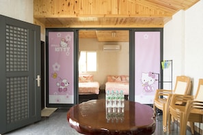 Family Suite, 2 Bedrooms, Courtyard Area | Desk, soundproofing, free wired internet, bed sheets