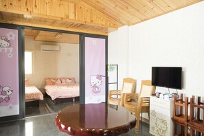 Family Suite, 2 Bedrooms, Courtyard Area | Desk, soundproofing, free wired internet, bed sheets
