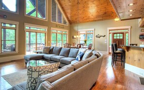 Smart TV, fireplace, video games, DVD player