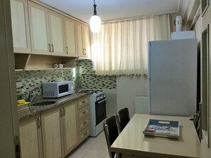 Economy Apart Daire, 2 Yatak Odasi - Semi Basement | Private kitchen | Fridge, microwave, oven, stovetop - Yılmaz Apart (Istanbul)