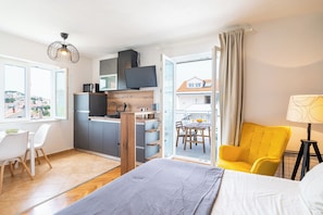 1 slaapkamer, een strijkplank/strijkijzer, reisbedje, gratis wifi