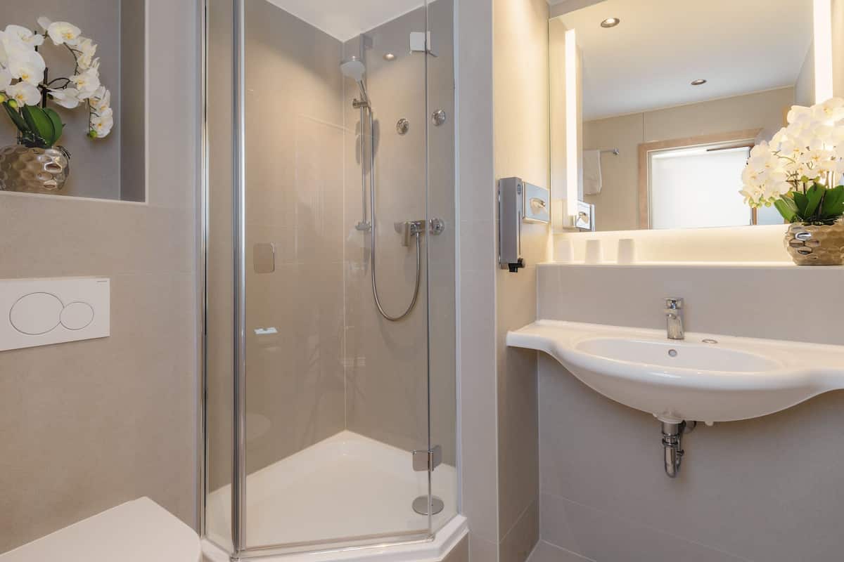 free toiletries, hair dryer, towels, soap