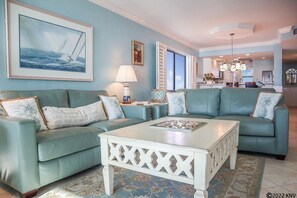 Condo, 2 Bedrooms | Living room | TV, stereo - Sunset 805 2 Bedroom Condo by Redawning (Fort Myers Beach)