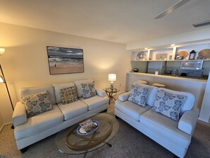 Condo, 2 Bedrooms | Living area | TV - Sunset Beach 202 2 Bedroom Condo by RedAwning (Holmes Beach)