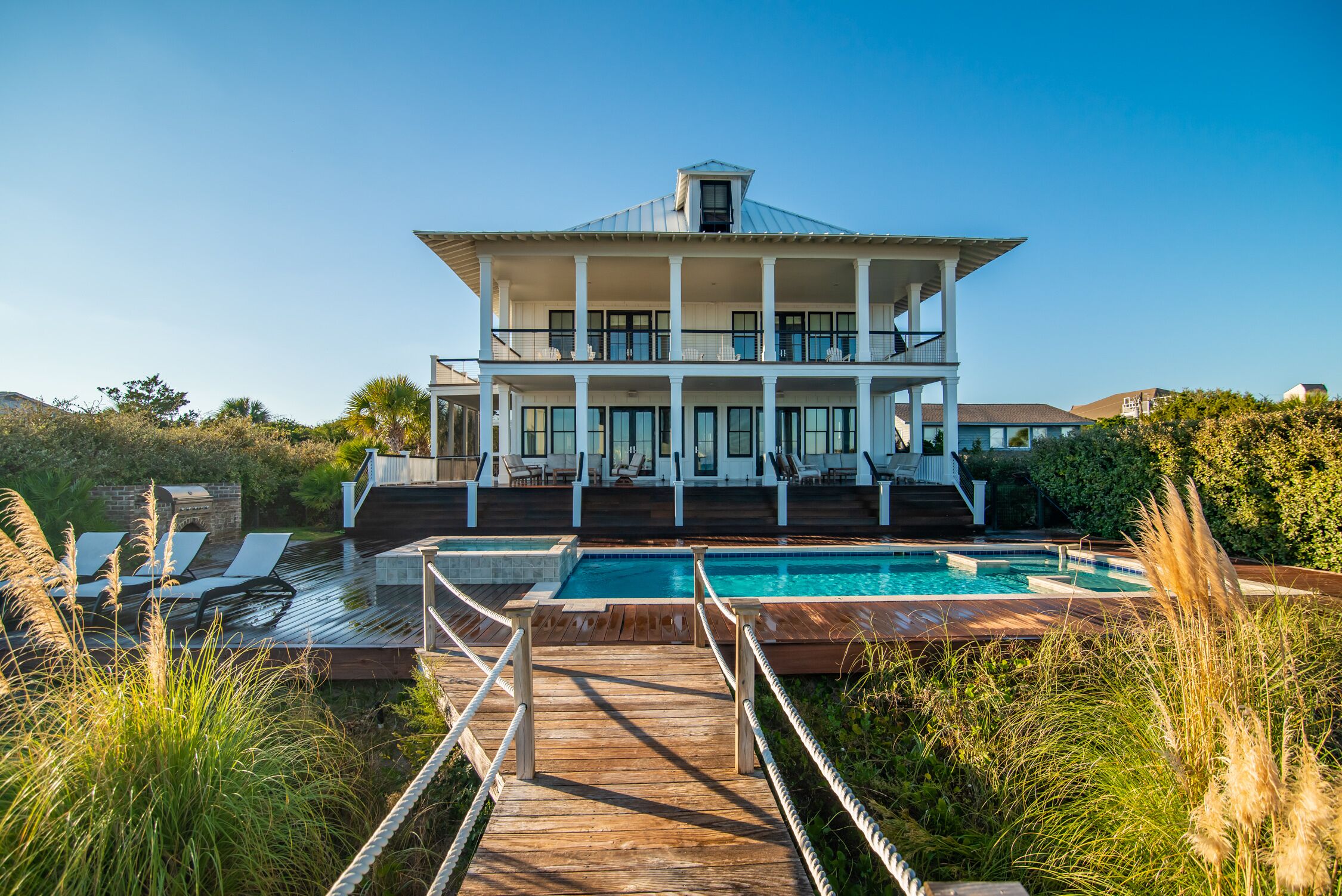 Oceanfront home with private swimming pool & private walkway to beach at North Litchfield Beach.