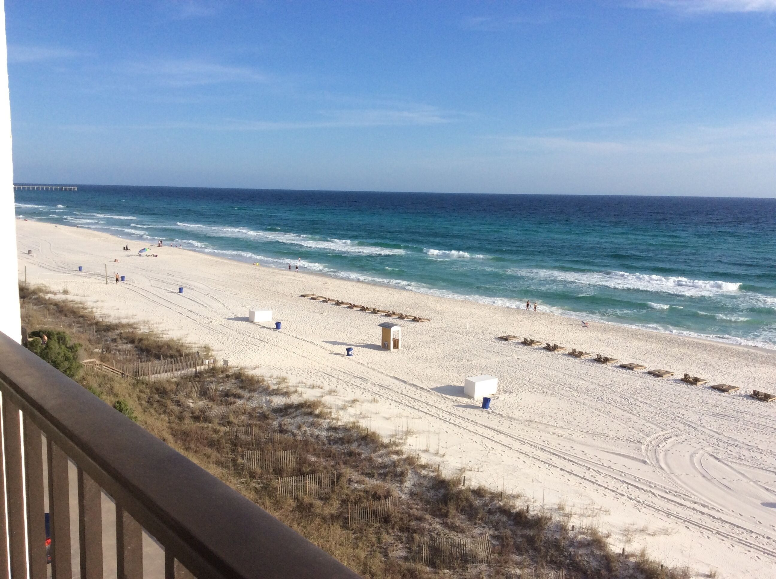 On the beach, sun loungers
