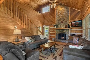 TV, fireplace, DVD player, table football