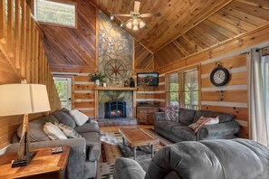 TV, fireplace, DVD player, table football