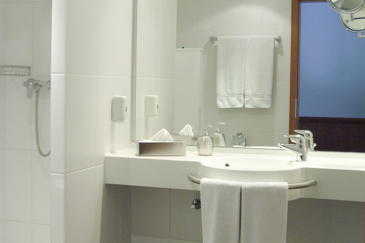 double room | bathroom | hair dryer, towels