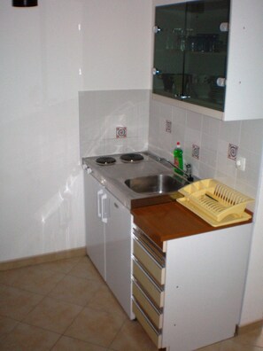 Apartment, 1 Bedroom (2) | Private kitchenette | Fridge, stovetop, electric kettle, cookware/dishes/utensils