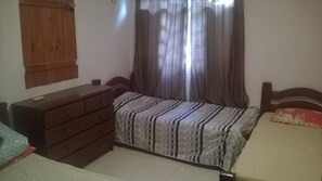 Desk, free WiFi, bed sheets