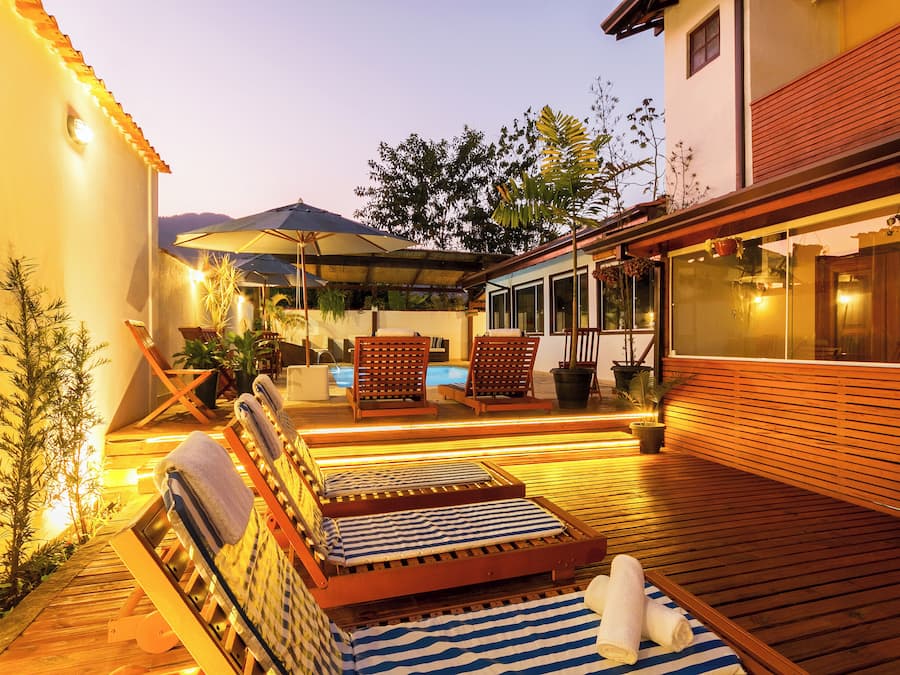 Outdoor pool, open 10:00 AM to 10:00 PM, pool umbrellas, pool loungers