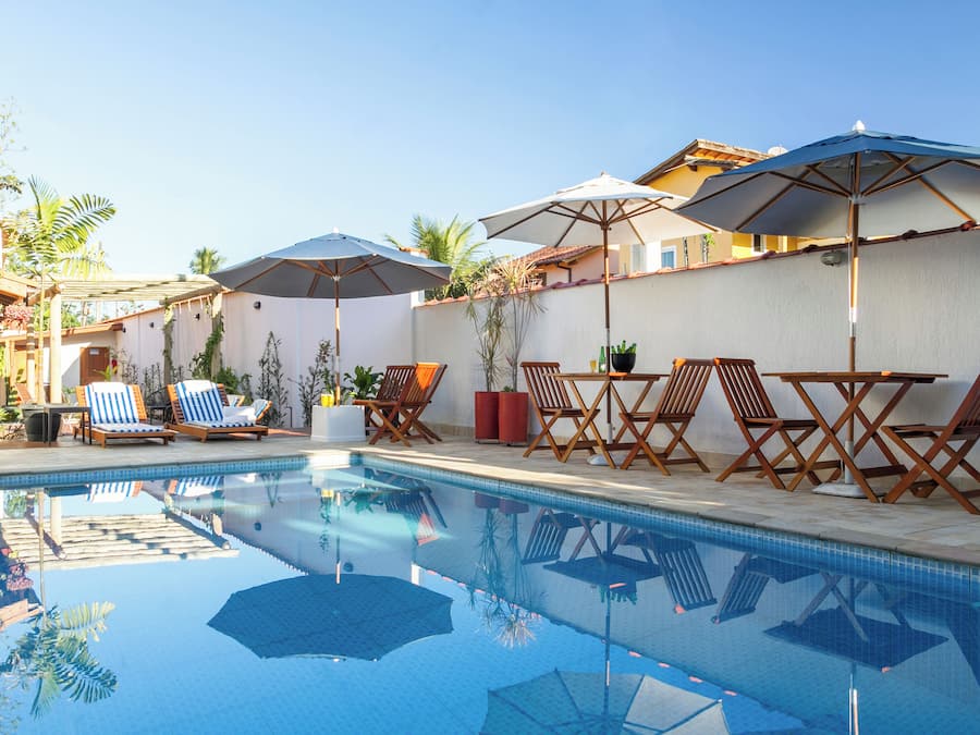 Outdoor pool, open 10:00 AM to 10:00 PM, pool umbrellas, sun loungers