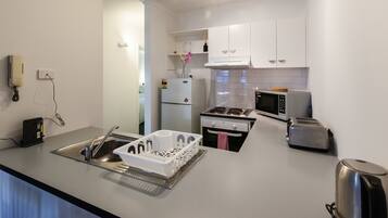 Family Apartment, 2 Bedrooms | Private kitchen | Full-size fridge, microwave, oven, stovetop
