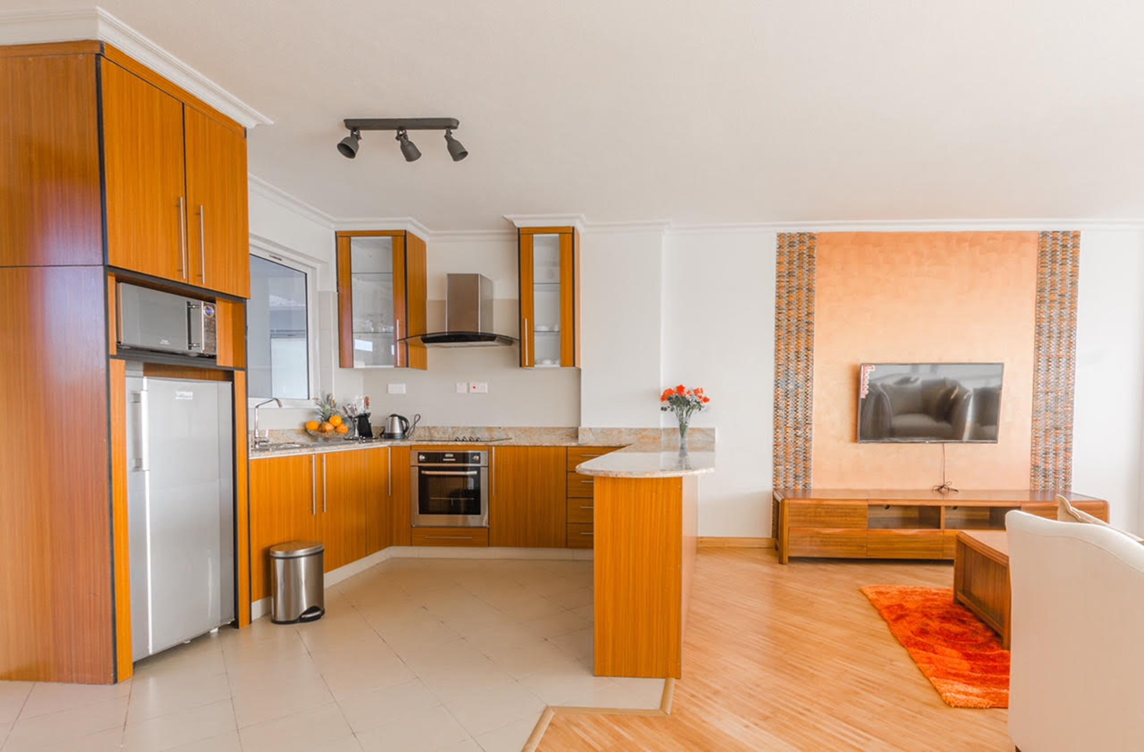 Luxury Apartment, 1 Bedroom | Private kitchen | Full-size fridge, microwave, oven, electric kettle