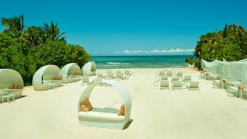 On the beach, beach shuttle, beach massages
