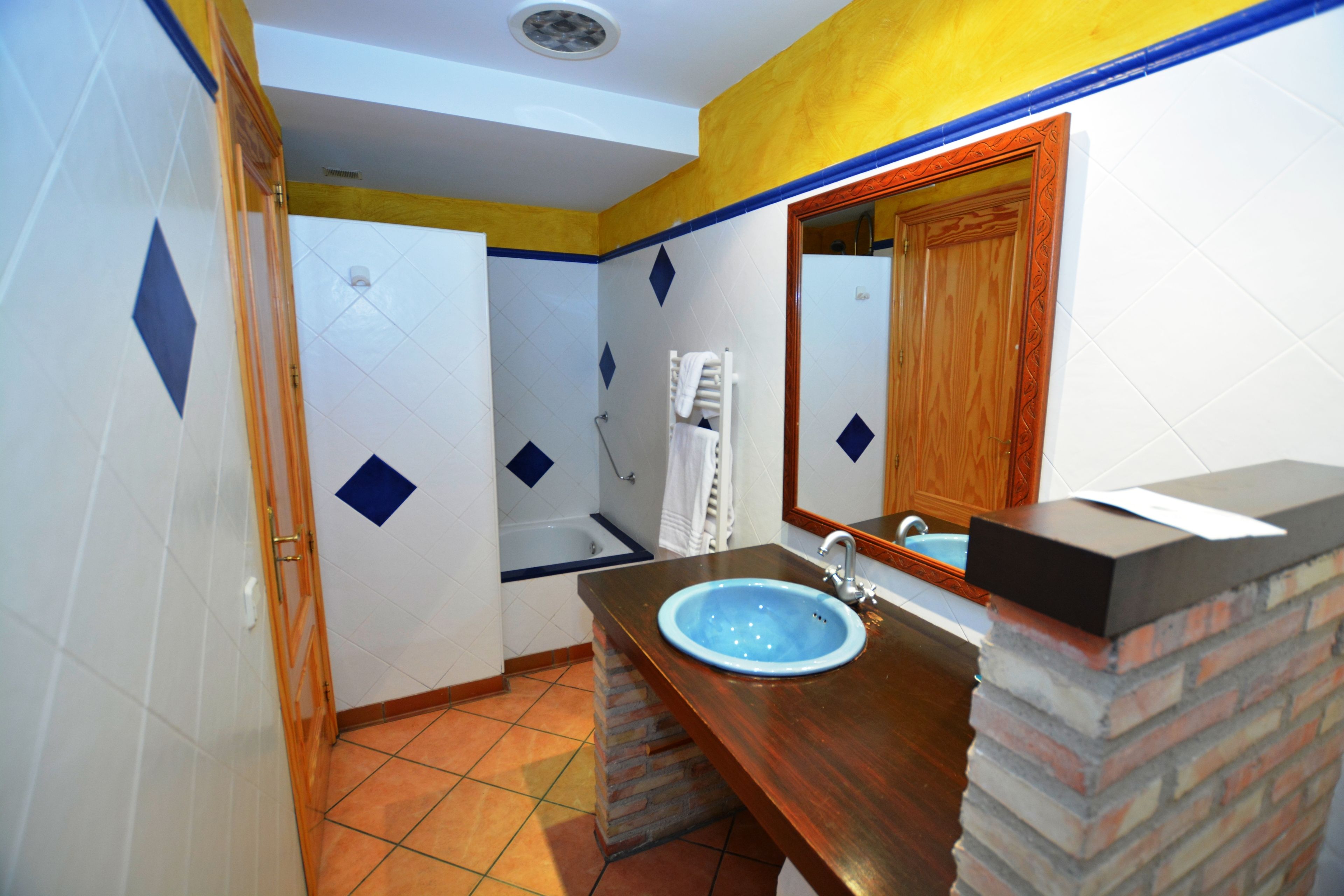 family room | bathroom | shower, free toiletries, hair dryer, towels