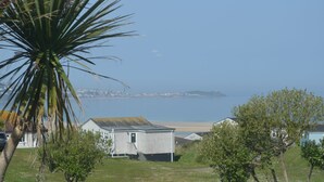 A coastal view with a small house, a palm tree, and a beach in the background. - D29 Westbourne, Riviere Towans (Hayle)