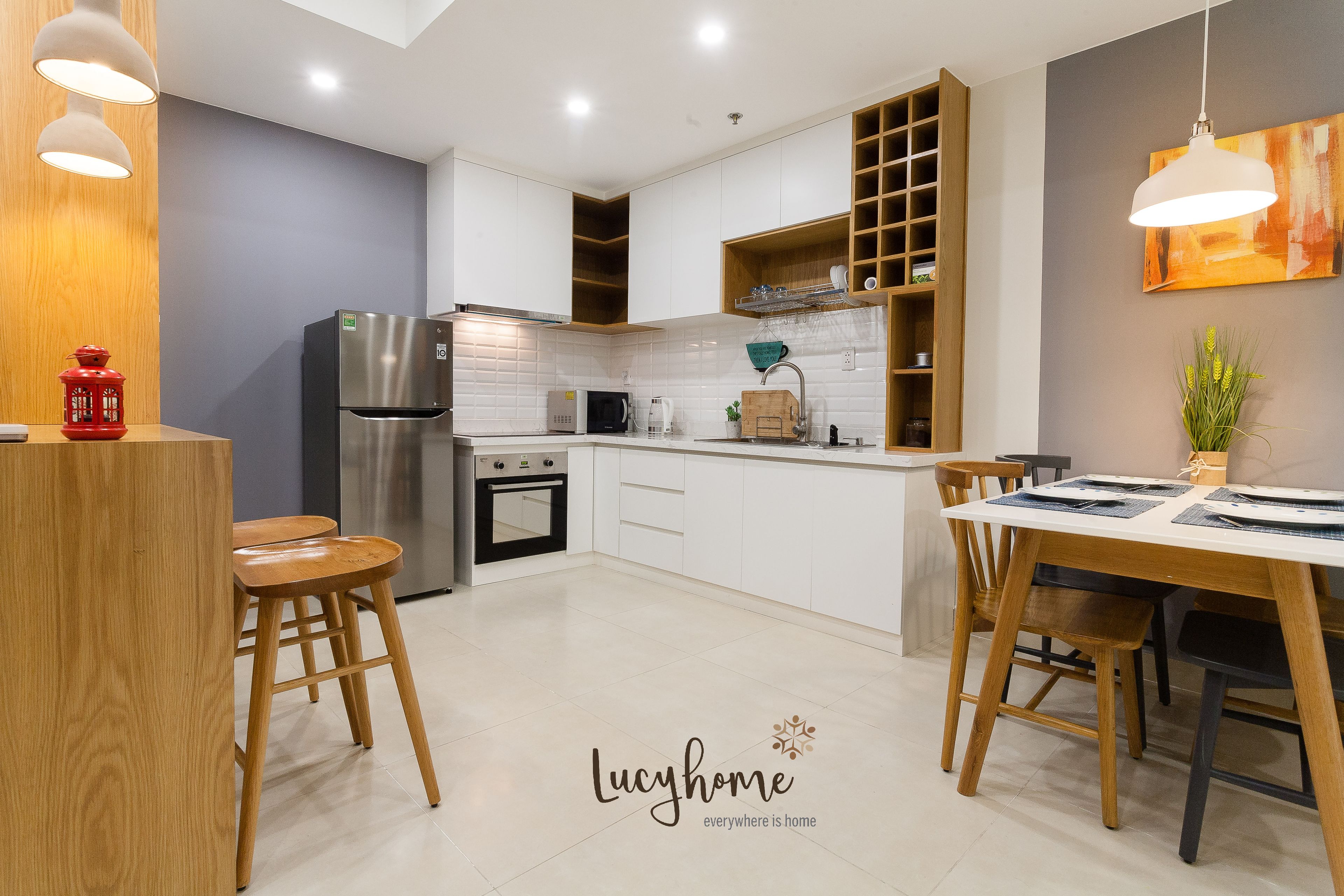 lucyhome smart apartment with city view | premium bedding, individually decorated, individually furnished, desk