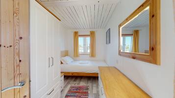 1 slaapkamer, een strijkplank/strijkijzer, reisbedje, internet