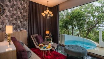 Skymoon Pool Villa with mountain view | Living area | 42-inch Smart TV with cable channels, TV, Netflix