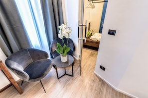 Honeymoon Suite, Balcony | Living area | 28-inch flat-screen TV with digital channels, TV