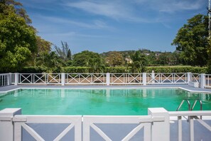 Outdoor pool, pool loungers
