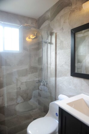 Luxury Apartment, 2 Bedrooms, Ocean View, Beachfront | Bathroom shower - Lagoons Apartments (Montego Bay)