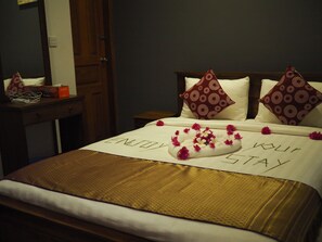 Premium bedding, desk, iron/ironing board, rollaway beds