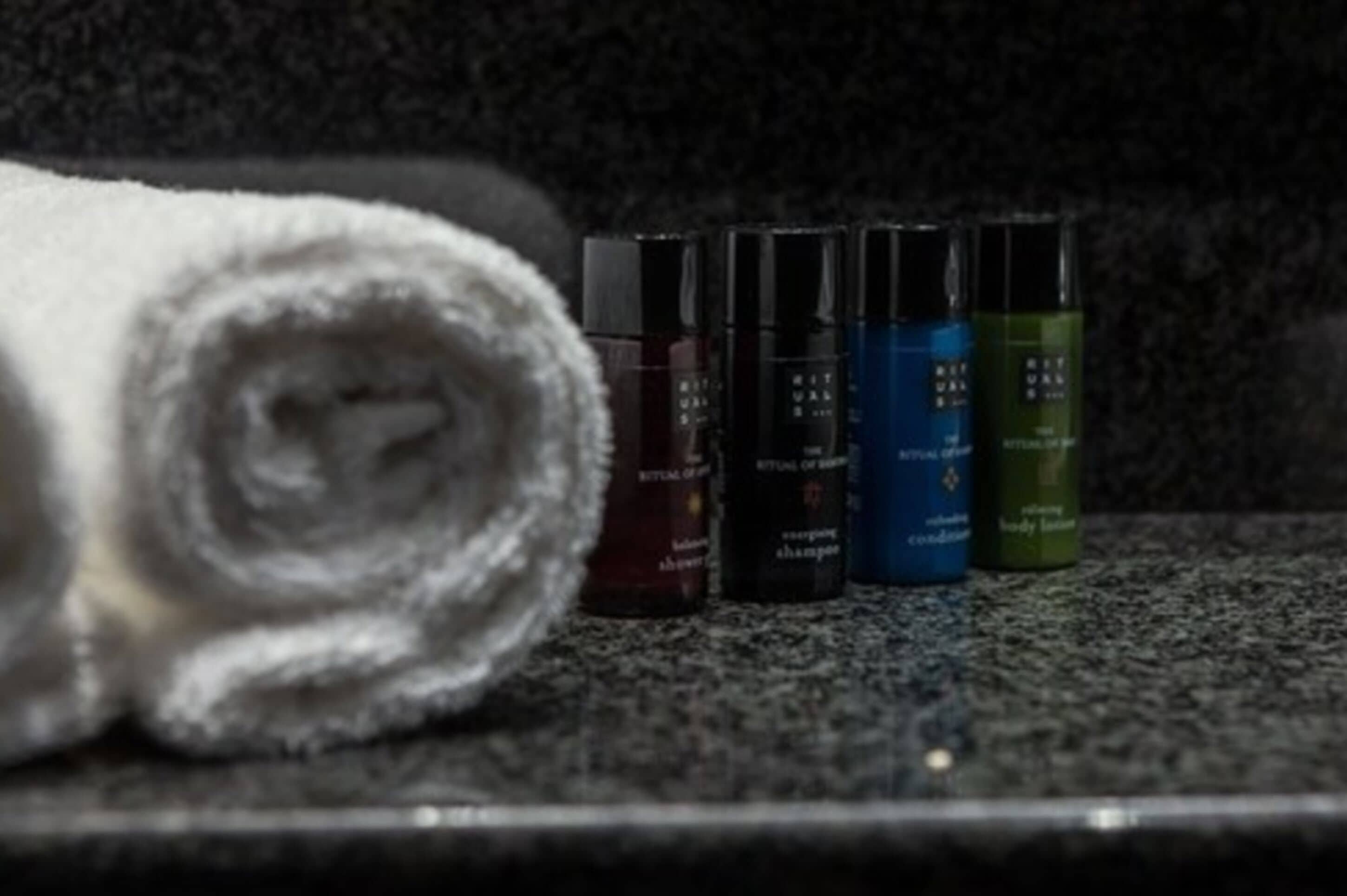 shower, rainfall showerhead, designer toiletries, hair dryer