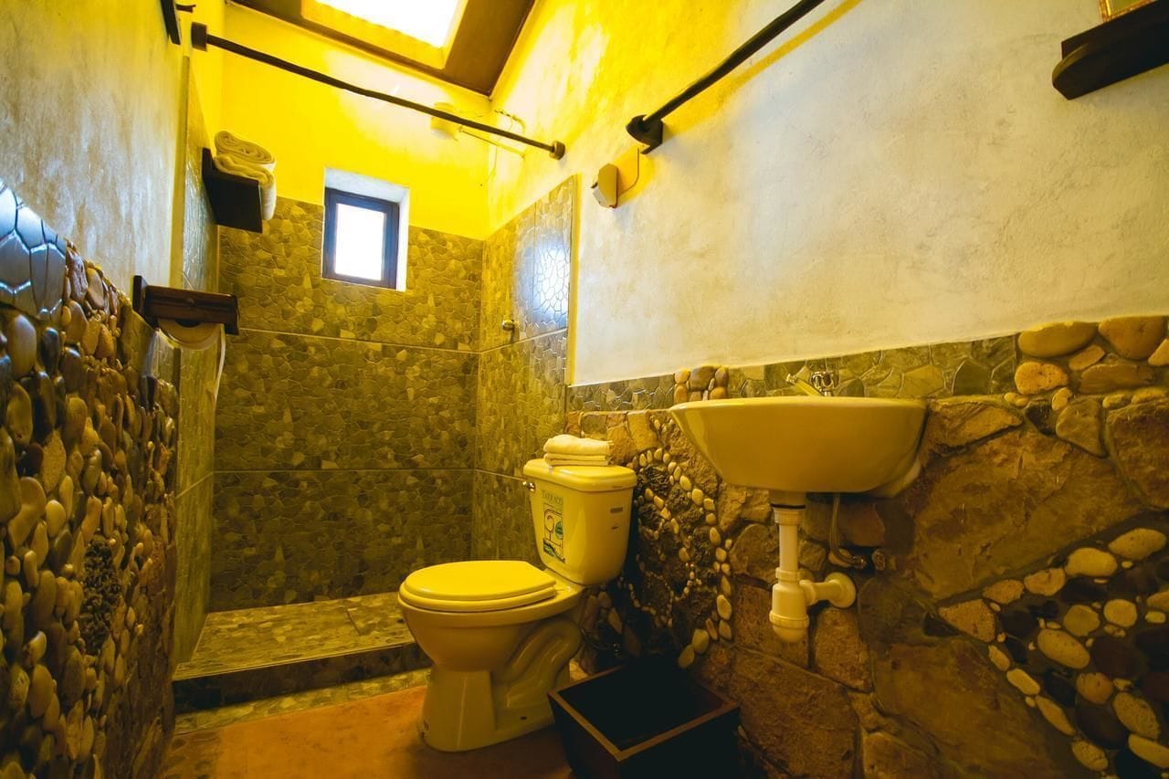 Shower, free toiletries, towels