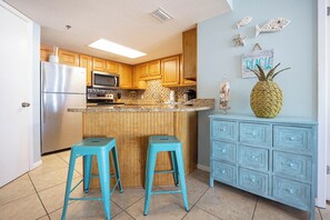 Fridge, microwave, oven, dishwasher