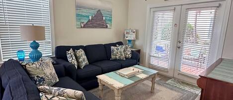 Smart TV, DVD player, books, video library