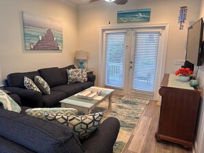 Smart TV, DVD player, books, video library