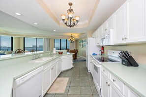 Fridge, microwave, oven, dishwasher