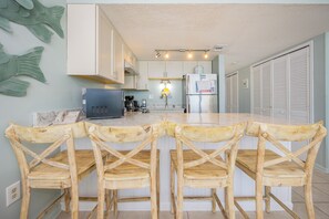 Fridge, microwave, oven, dishwasher