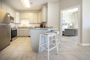 Fridge, microwave, oven, dishwasher