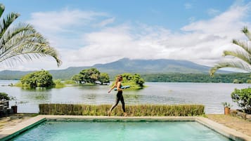 Outdoor pool, sun loungers