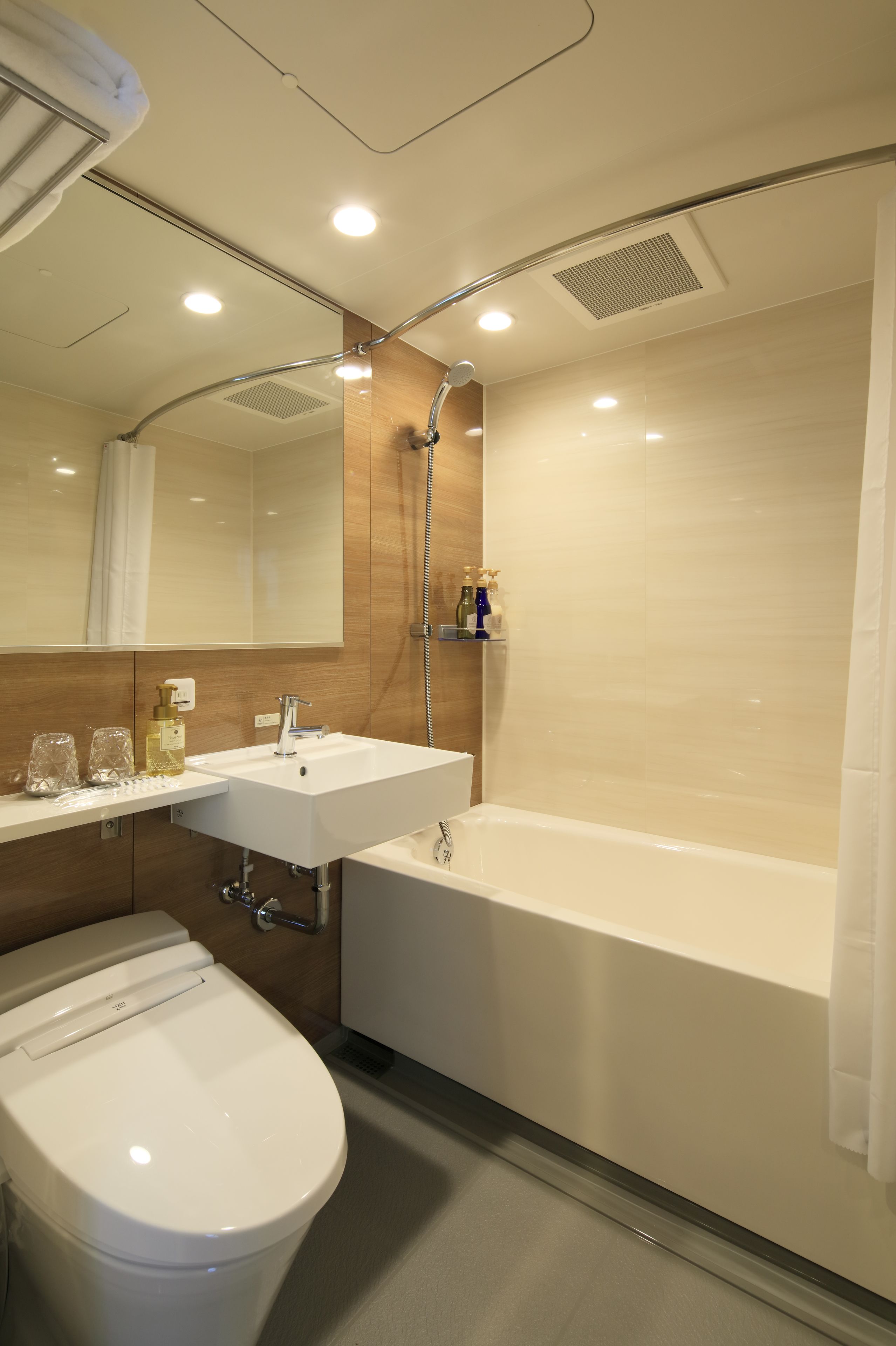 separate bathtub and shower, free toiletries, hair dryer, slippers