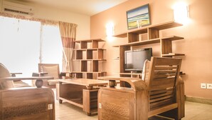 Duplex, 2 Bedrooms | Living area | 42-inch LED TV with satellite channels, TV, DVD player