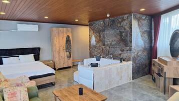 Romantic Double Room, 1 Bedroom, Pool View, Poolside | Egyptian cotton sheets, premium bedding, Select Comfort beds, minibar