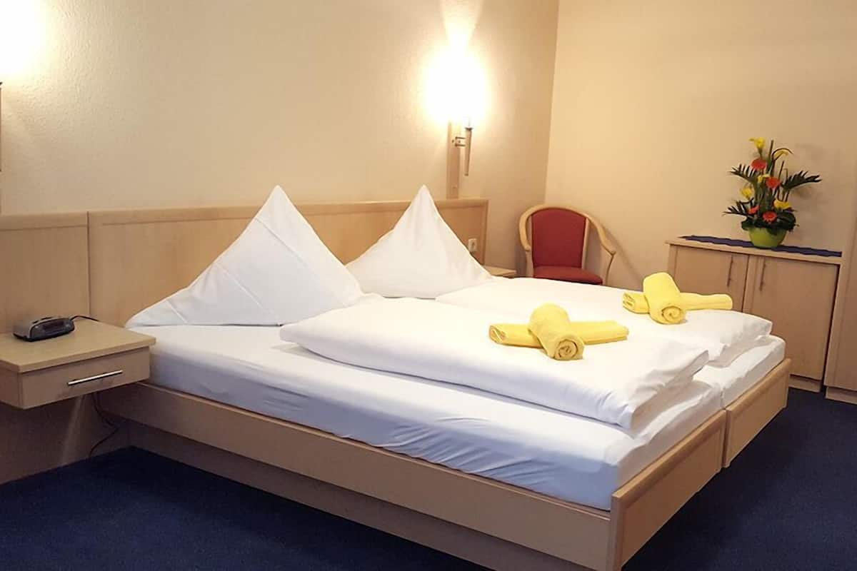 Desk, free WiFi, bed sheets