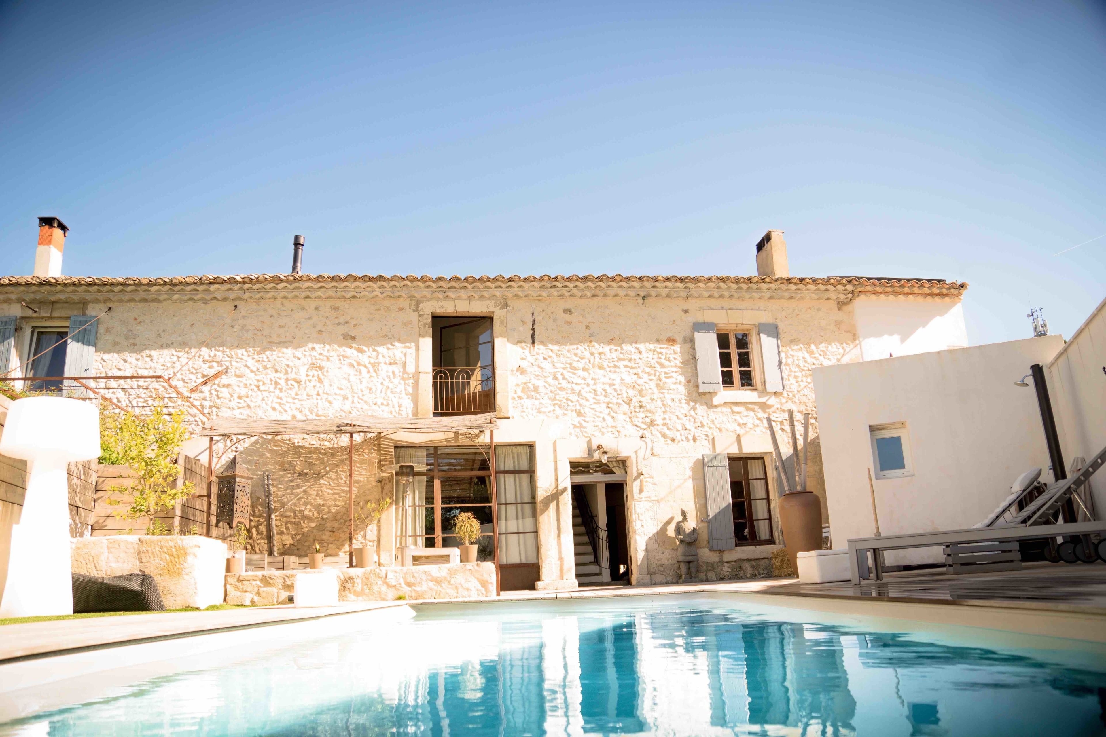 Outdoor pool, pool loungers