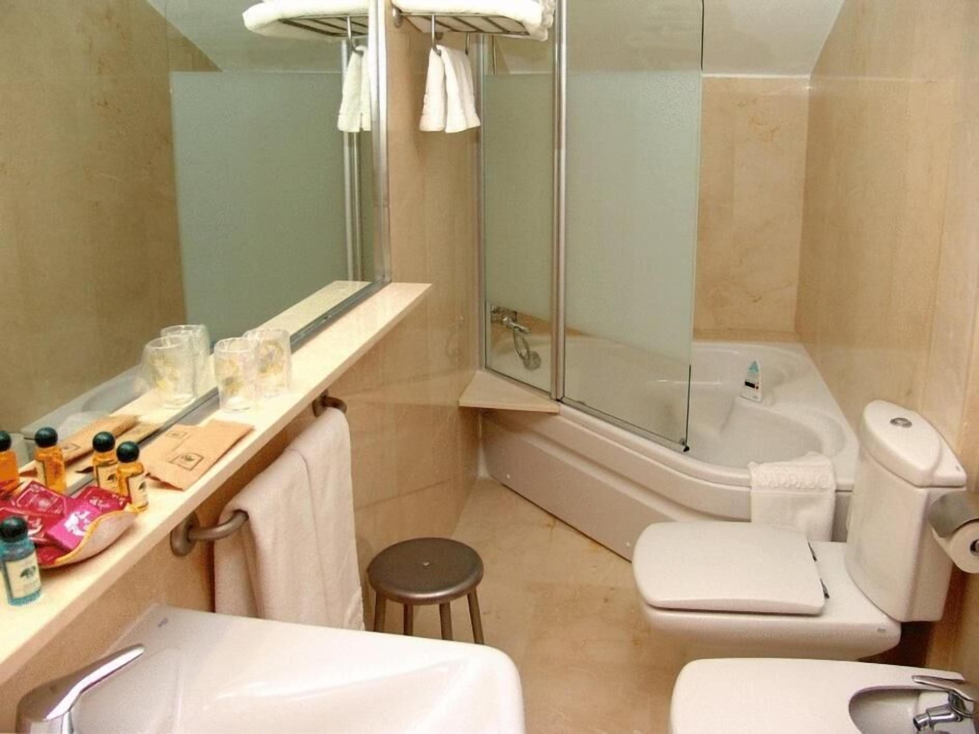 free toiletries, hair dryer, towels