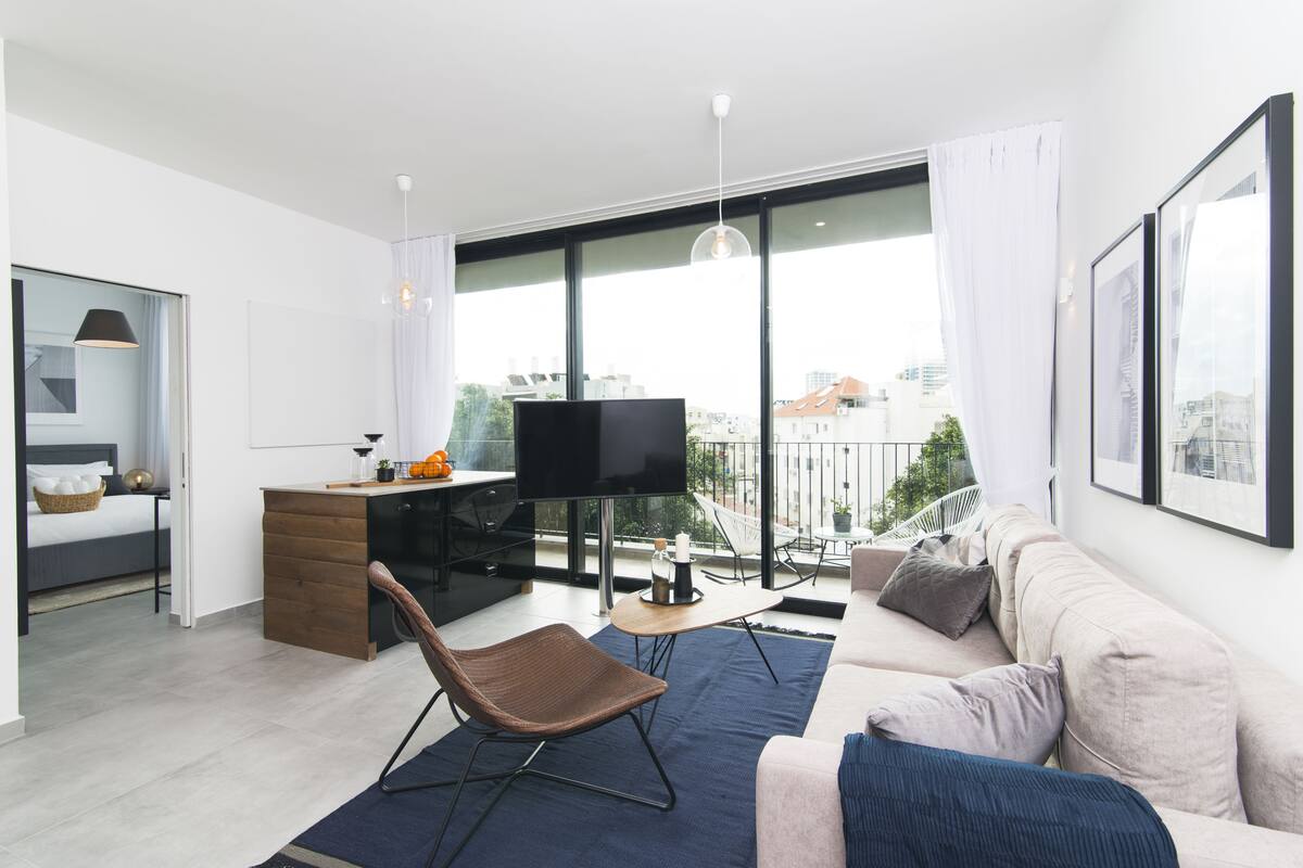 1 bedroom, laptop workspace, blackout curtains, iron/ironing board